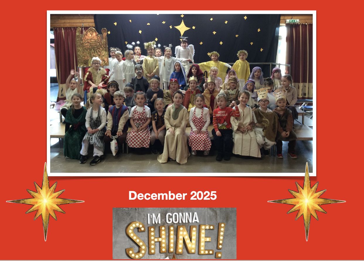 Class dressed up for nativity. 